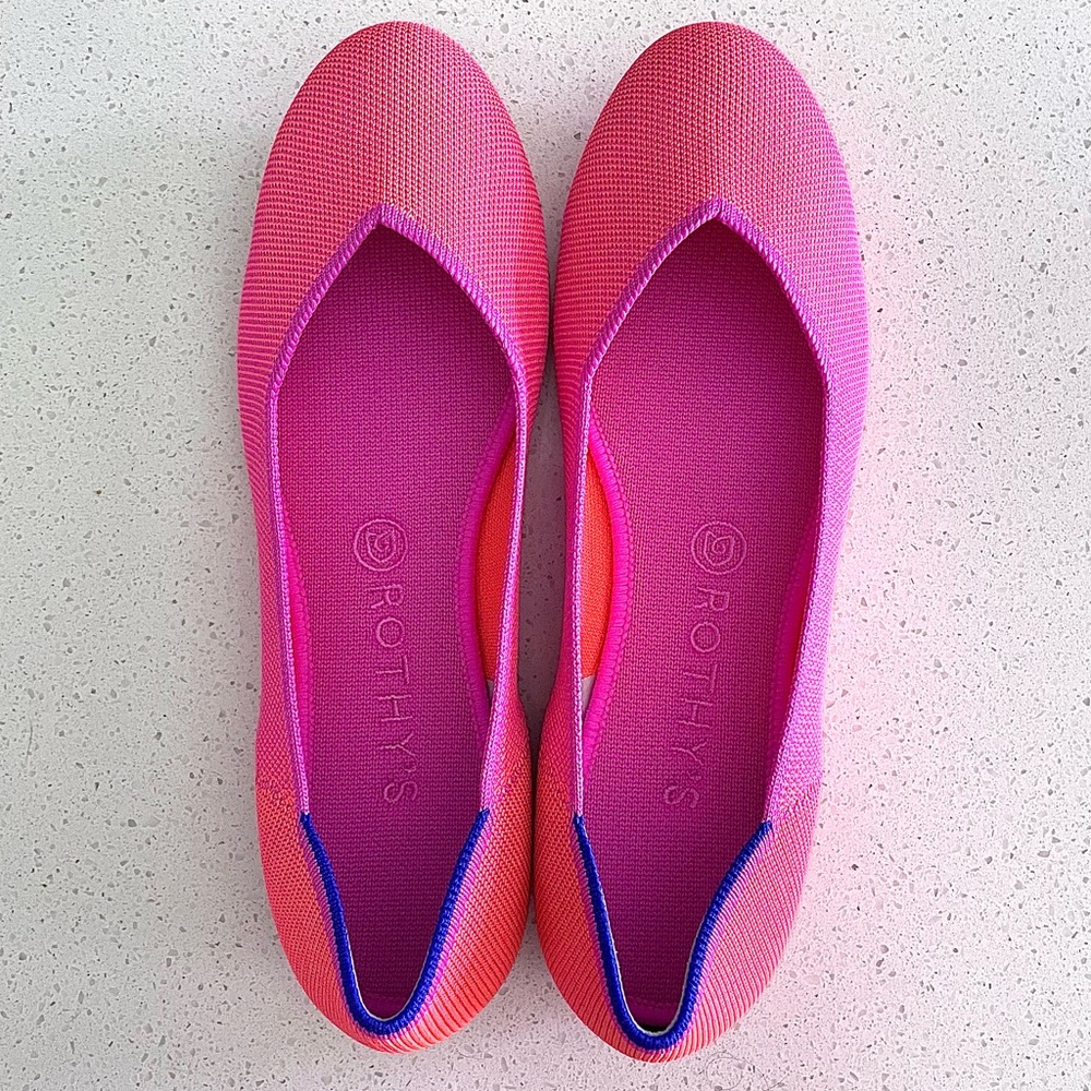Rothys Tropical Pink Flats, Brand New